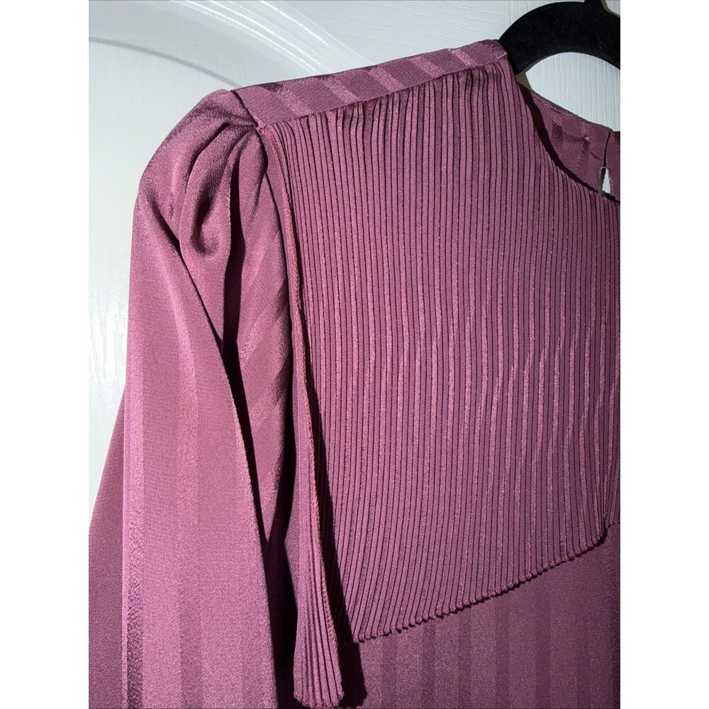 Vintage Bethany Blouse Womens 11/12 Purple Retro 70s Dainty Secretary to Disco - Picture 4 of 12